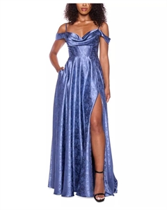 Платье с круглым вырезом из жаккарда для девушек Sweetheart-Neck, синий B. darlin