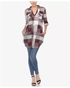 Женская туника в клетку, красный White mark