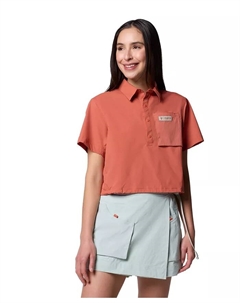 Женский укороченный топ с коротким рукавом Cove Beach, красный Columbia