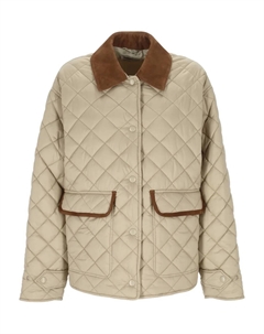 Стеганая куртка с замшевой отделкой, коричневый Miu miu