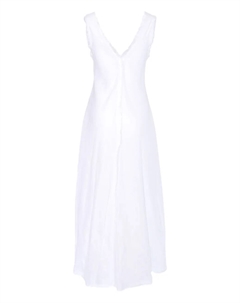 Льняное платье с V-образным вырезом и бахромой, белый Parosh