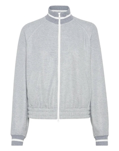 Куртка-бомбер из смесовой хлопковой ткани, серый Brunello cucinelli