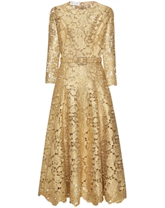 Гипюровое платье, золотой Oscar de la renta