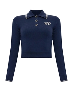 Шерстяная рубашка поло, синий Self-portrait
