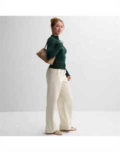 Детский блестящий свитер с воротником-стойкой и ажурным краем, коричневый So