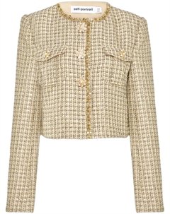Укороченный жакет из ткани букле, золотой Self-portrait