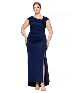 Вечернее платье асимметричного кроя больших размеров, синий Xscape