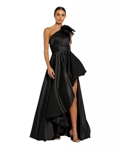 Женское сатиновое платье с одним плечом и бантом, черный Mac duggal