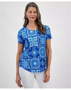 Петит топ с принтом и короткими рукавами, мультиколор Jm collection