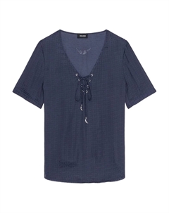 Футболка со шнуровкой и V-образным вырезом, синий Zadig&voltaire