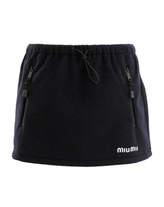 Юбка с застежкой-завязкой и карманом на молнии, синий Miu miu