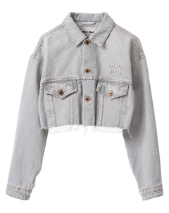 Джинсовая куртка с логотипом, серый Miu miu