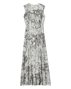 Платье макси без рукавов с принтом, серый Tory burch