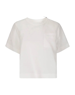 Пуловер с короткими рукавами и карманами, белый Sacai