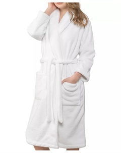 Унисекс-халат с воротником-шалью из мягкого плюшевого флиса для спа и отеля класса люкс, белый American soft linen