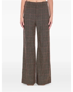Клетчатые шерстяные брюки строгого покроя, коричневый Chloe