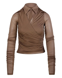 Рубашка Aiello с рюшами на воротнике, коричневый Max mara