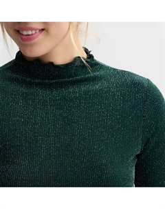 Детский блестящий свитер с воротником-стойкой и ажурным краем, черный So