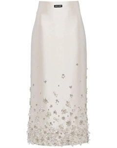 Юбка миди с цветочным декором, белый Miu miu