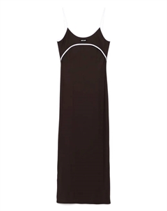 Платье миди с контрастной отделкой, коричневый Miu miu