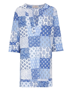 Платье мини в технике пэчворк с V-образным вырезом, синий Mc2 saint barth