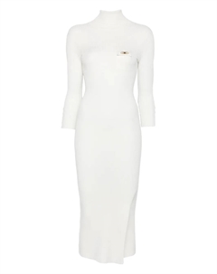 Платье миди в рубчик с высоким воротником, нейтральный Elisabetta franchi