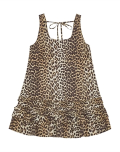 Платье с леопардовым принтом, нейтральный Ganni