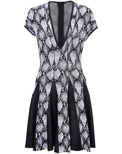 Жаккардовое расклешенное платье, черный Balmain