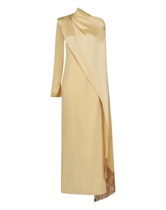 Платье макси Mounia с драпировкой и бахромой, нейтральный Taller marmo