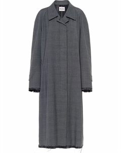 Шерстяное пальто в клетку Prince of Wales, серый Miu miu