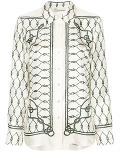 Шелковая рубашка с принтом, нейтральный Tory burch