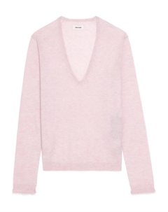 Вязаный джемпер с V-образным вырезом, розовый Zadig&voltaire