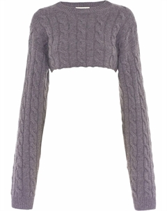 Кашемировый джемпер фактурной вязки, серый Miu miu