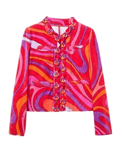 Жакет с оборками и узором в виде вихрей, красный Pucci