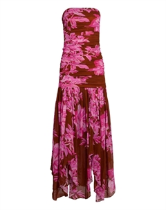 Платье макси с цветочными оборками Teryn Retrofete, розовый