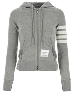 Худи на молнии с полосками 4-Bar, серый Thom browne