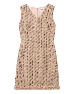 Твидовое платье с оборками, нейтральный St. john