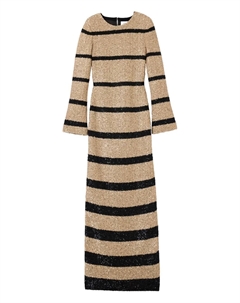 Платье макси в полоску с пайетками, нейтральный St. john