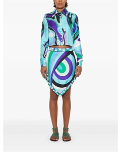 Асимметричная мини-юбка с абстрактным принтом, синий Pucci