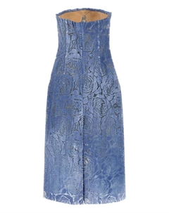 Платье без бретелек с цветочным жаккардом, синий Ermanno scervino