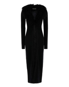 Шерстяное пальто с перьями, черный Blumarine