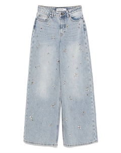 Джинсы широкого кроя с кристаллами, синий Self-portrait