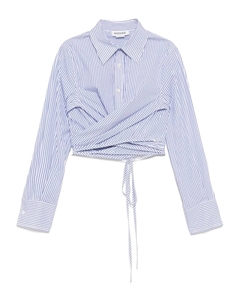 Укороченная рубашка в полоску с запахом, синий Monse