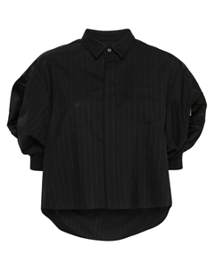 Укороченная рубашка в тонкую полоску, синий Sacai