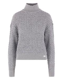 Свитер с высоким воротом, украшенный пайетками, серый Elisabetta franchi