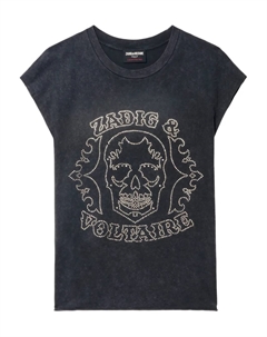 Топ со стразами и черепом, серый Zadig&voltaire