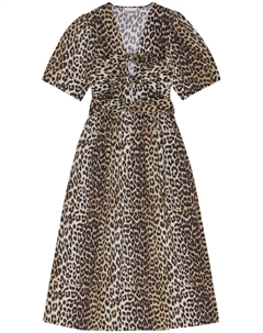 Платье миди с леопардовым принтом, коричневый Ganni