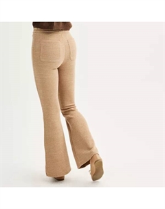 Юношеские высокие вязаные расклешенные брюки, цвет vintage blue So