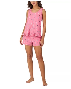 Женский комплект пижамы с принтом и безрукавными шортами-боксерами, оранжевый Cuddl duds