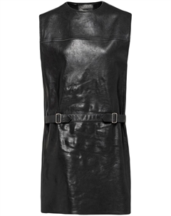 Кожаное платье мини без рукавов, черный Prada